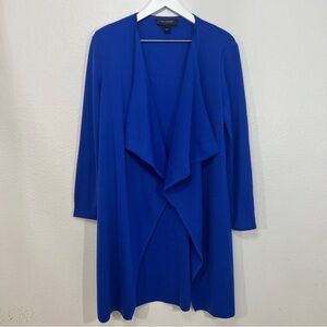St. John Santana Knit Open Front Drape Cardigan Jacket Blue Women’s Duster Small